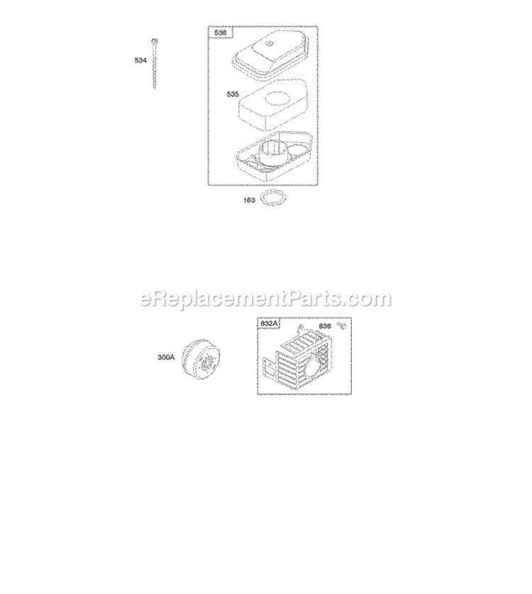 Air Cleaner Exhaust System Diagram and Parts List for 10L702-0111-F1  Briggs and Stratton Engine